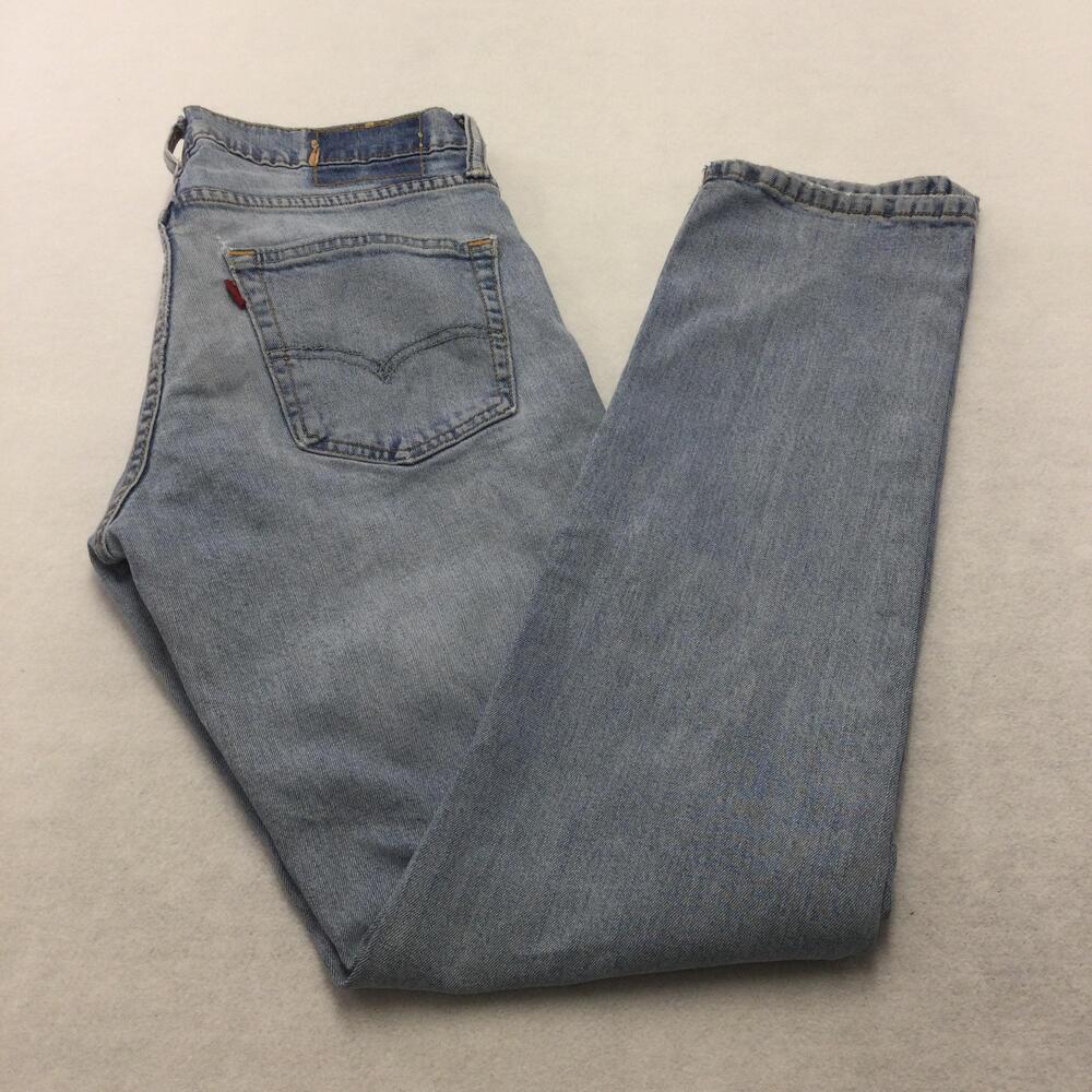 Levis Jeans Mens 32x34 Blue Light Wash Regular Straight Leg Denim Zip Fly Casual